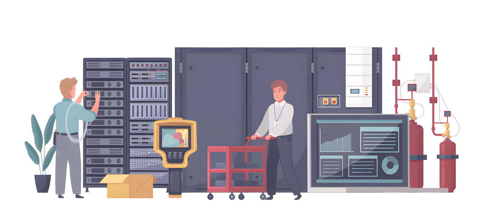 Administratoren bei der Arbeit im Rechenzentrum Illustration